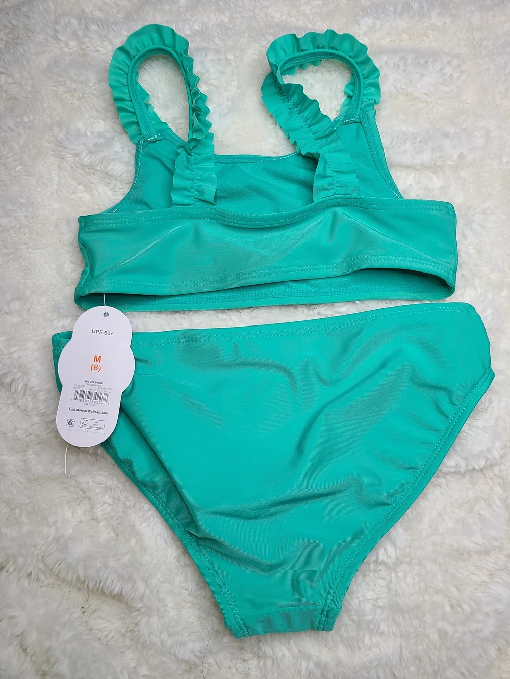 wonder nation Teal Ruffle-Strap Girls' Two-Piece Bikini Size M(8)